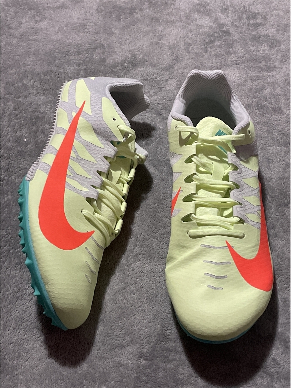 Nike Zoom Rival S 9 Track & Field Barley Volt/Hyper Orange Men Size 13 No Spikes